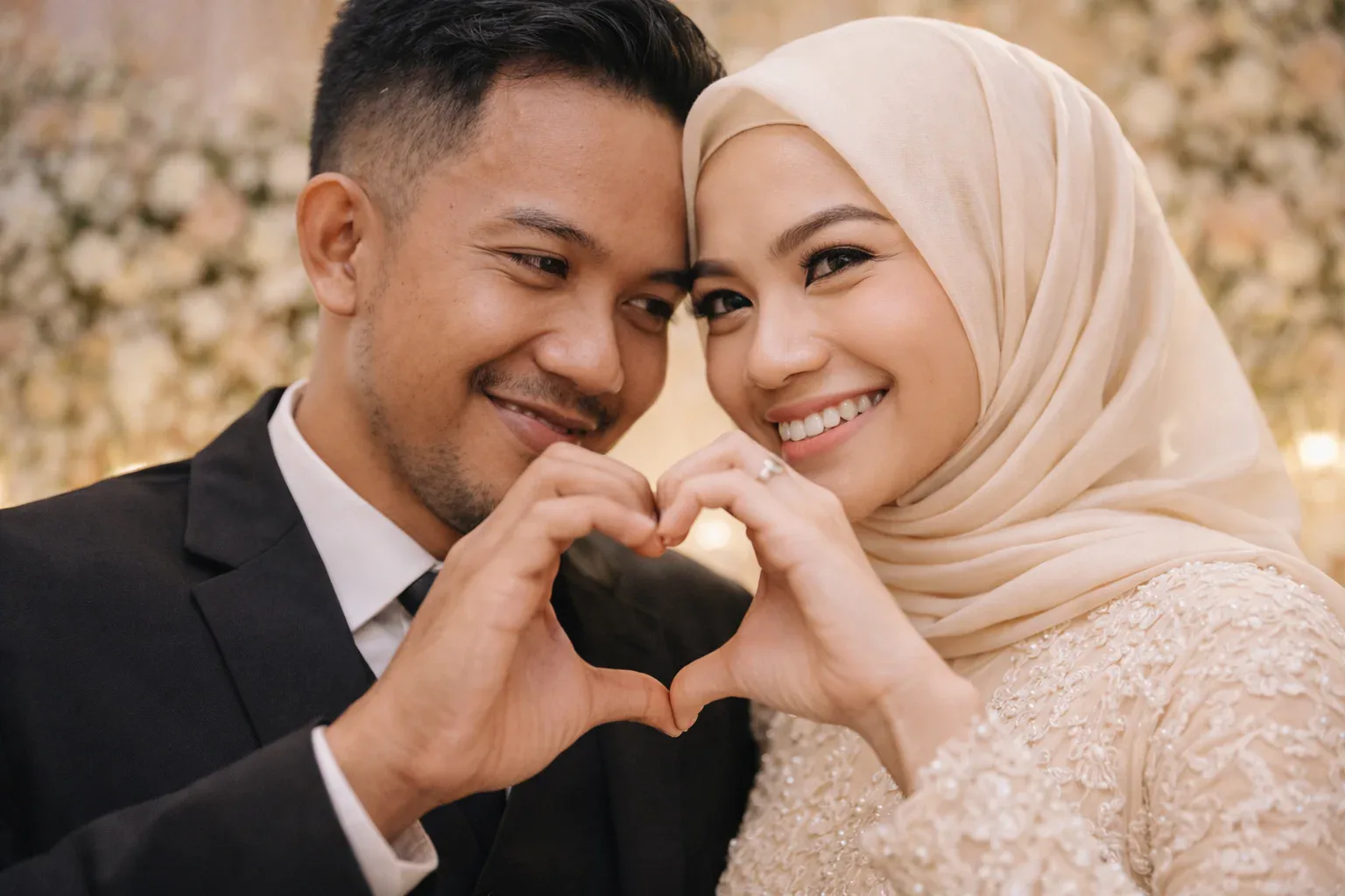 gaya foto wedding di pelaminan