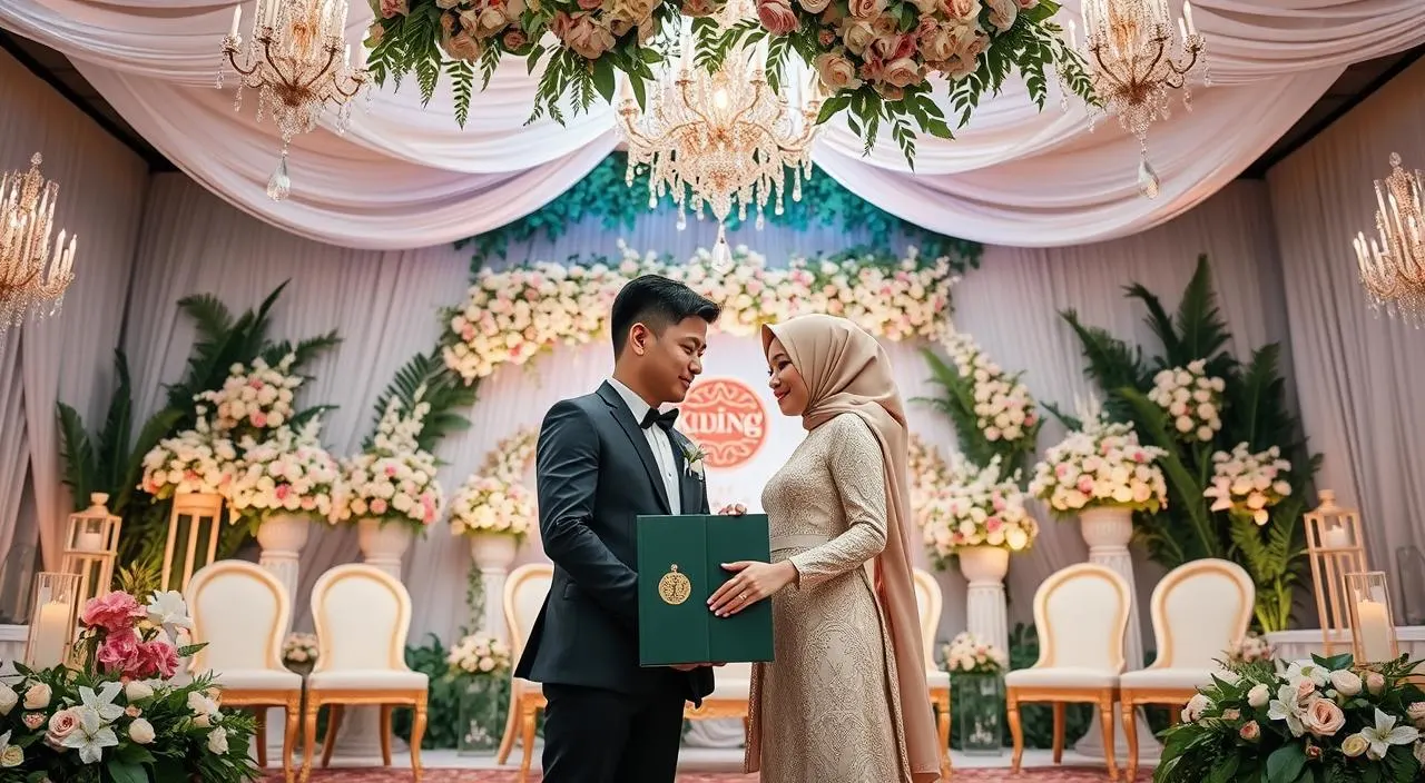 gaya foto wedding di pelaminan