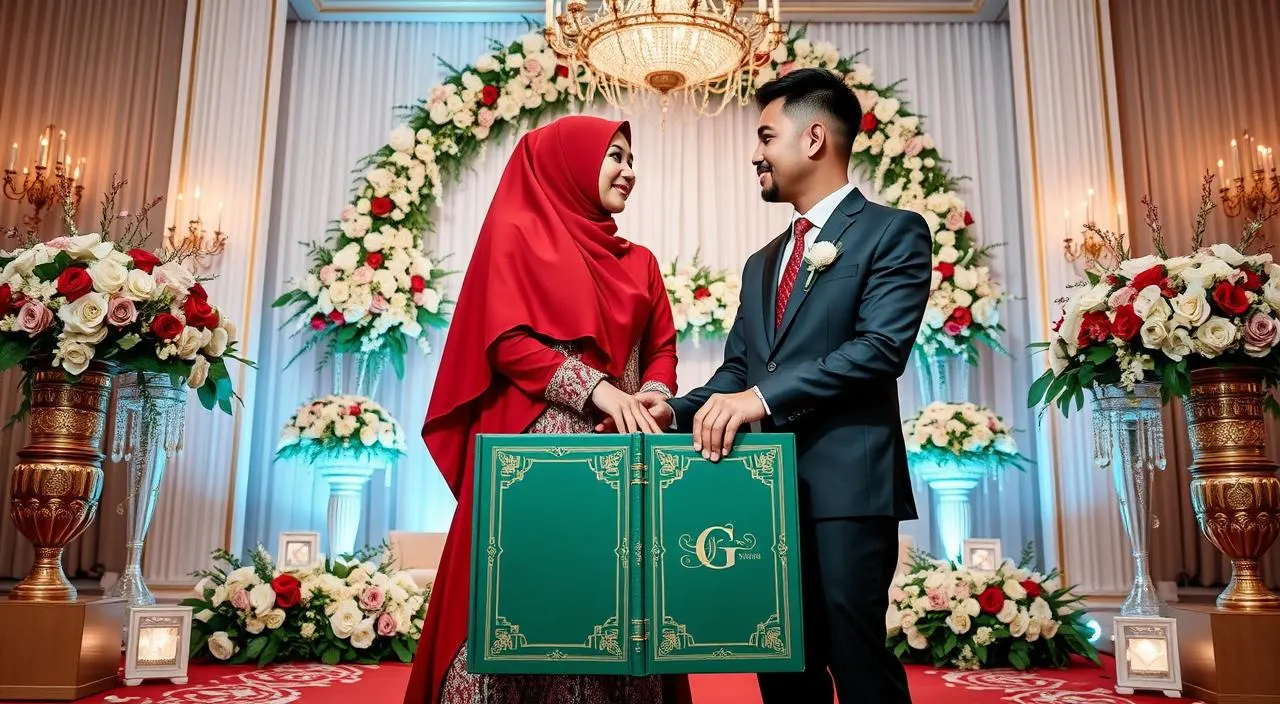 gaya foto wedding di pelaminan
