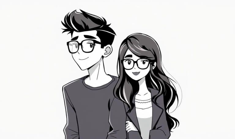 Gambar Hitam Putih WA Anime Aesthetic PP Couple Pake Kacamata