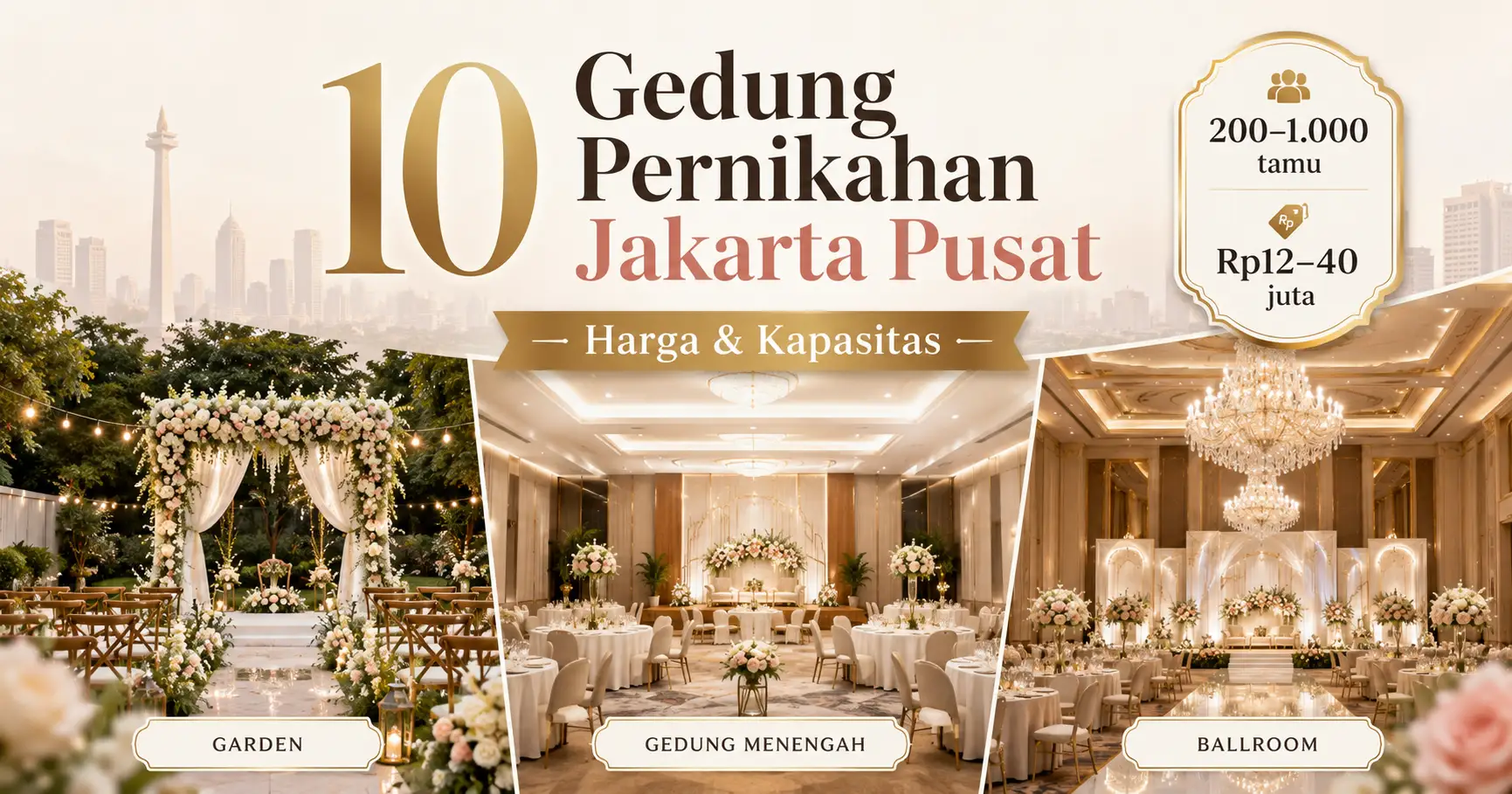 10 Gedung Pernikahan di Jakarta Pusat Beserta Kisaran Harga dan Kapasitas