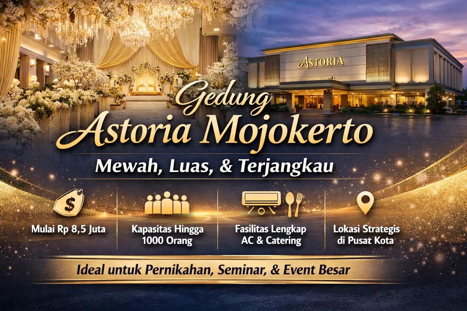 Astoria Mojokerto: Gedung Elegan, Kapasitas Besar, Tapi Harganya Masih Masuk Akal