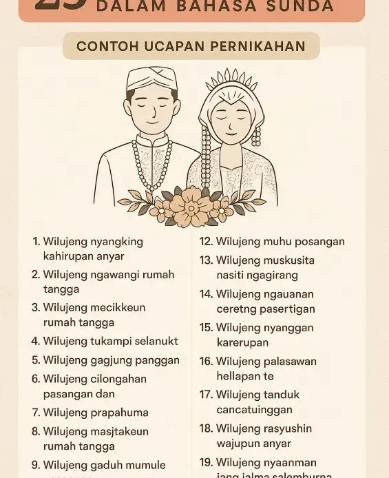 Ucapan Selamat Menikah Bahasa Sunda Halus untuk Teman, Saudara, dan Atasan Ucapan Selamat Menikah Bahasa Sunda Halus untuk Teman, Saudara, dan Atasan